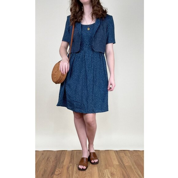 Vintage Vest Dress Mini Preppy Coastal Summer Casual Cottagecore Prairie 80s 90s - Picture 5 of 7